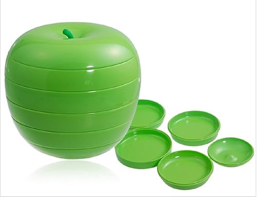 6900Green Uniware - Juego de platos de melamina en forma de manzana (6 capas)