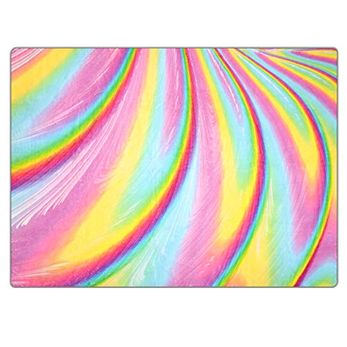 PartyKindom Kids Rug for Girls Room with Non-Slip Design - Rainbow Area Rugs for Children Kids Bedroom Play Room Nursery Colorful Fluffy Carpet Home Decor (5 x 6.5 Ft)