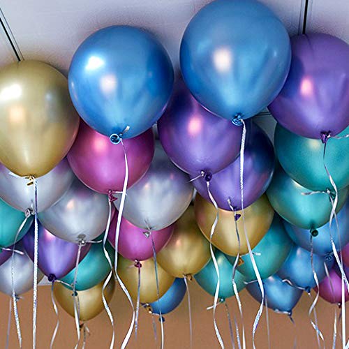 Image of Party Balloons 12inch 50 Pcs Latex Metallic Balloons Chrome Balloons Birthday Balloons Shiny Balloons Party Decoration Wedding Birthday Baby Shower Christmas Party - Metallic Multicolor