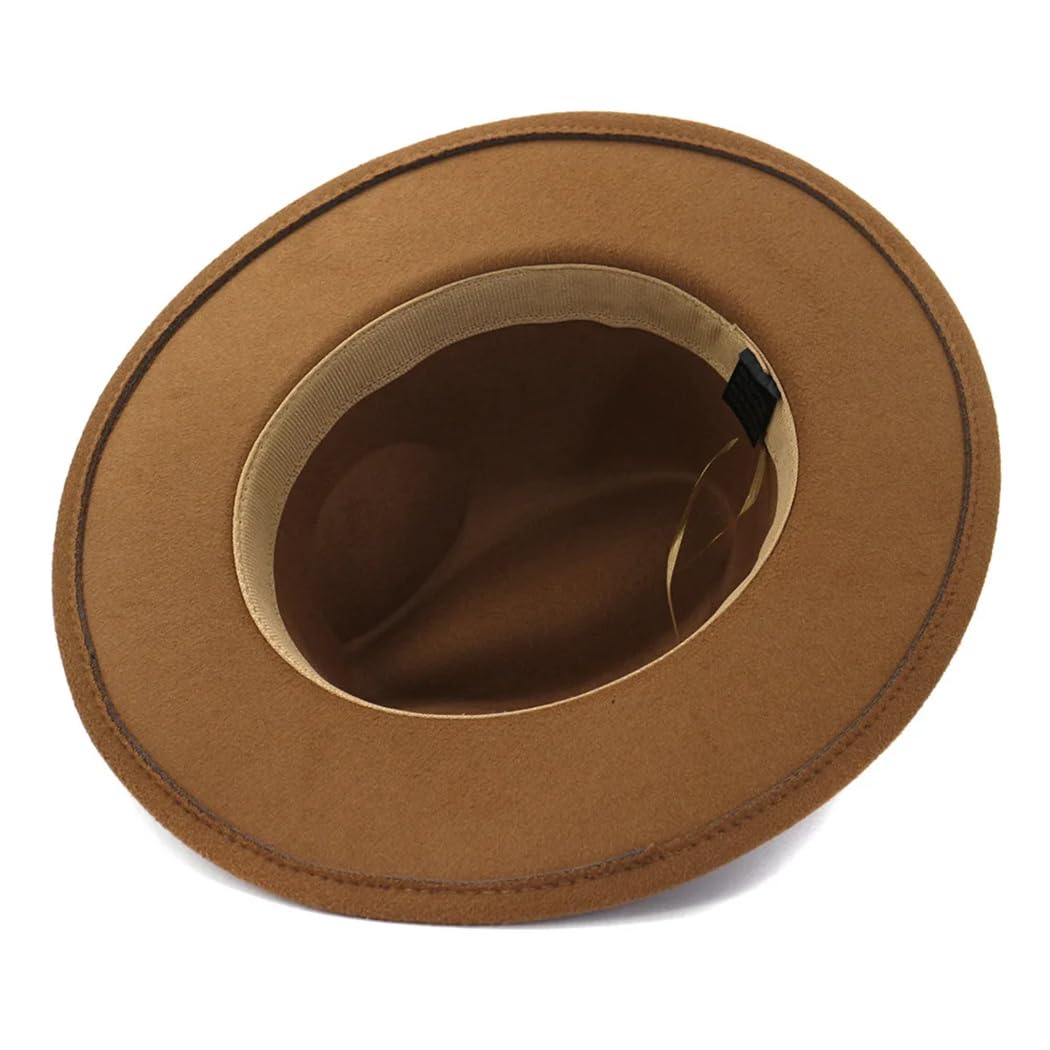 Cappello Fedora unisex, tinta unita, cintura marrone, tesa larga, cappello a cilindro jazz, cappello invernale classico elegante Panama