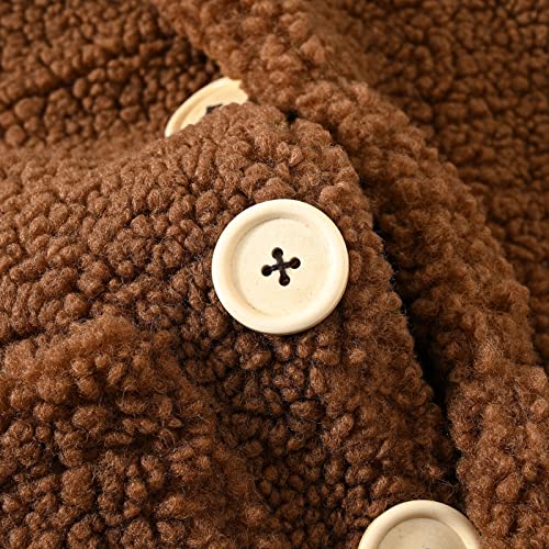 𝗦𝗵erpa Fleece Jacket for Baby Girls Lapel Single Breasted Thicken Fuzzy Windproof Coat Warm Mid Outerwear4