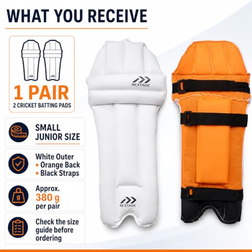 Image of Nextage Kids Cricket Leg Guard | Mini Batting Pads for Boys (Age 5-6 Years) | Lightweight & Comfortable Protective Gear for Junior Players | Small Size Leg Pads for Beginner Cricketers