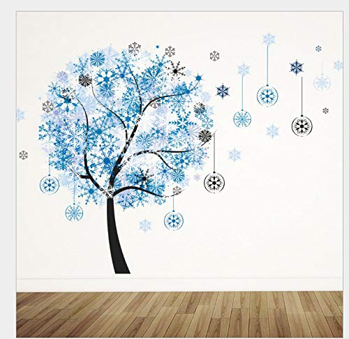 Stickers Piano Girl Fawn Blue Snowflake Tree Autocollant mural autocollant amovible 50 * 70Cmcm