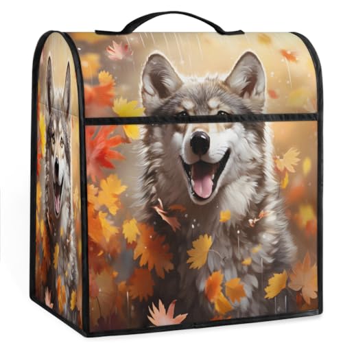 Coffee Maker Cover Autumn Maple Leaf Wolf Kitchen Appliance Covers Small Appliance Covers Blender Cover Juicer Cover Dust Covers for Kitchen Appliances with Top Handle and Pockets,Washable,C190