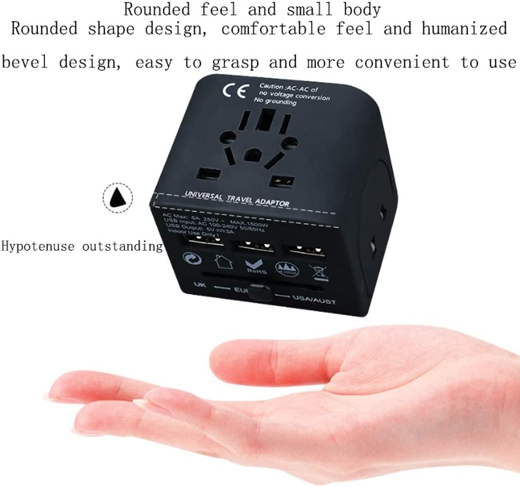 Universeller Reiseadapter mit 3 USB-Ladeanschlüssen für Uns, Eu, Uk, Aus, Europa, Handywelt, internationaler Reisesteckeradapter