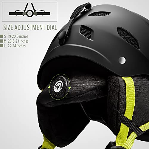 Image of OutdoorMaster Kelvin Ski Helmet - Snowboard Helmet for Men, Women & Youth (Black+Lemon,L) | Ski & Snowboard Use,Fits Men,Women & Youth,ASTM Certified Impact Protection,Adjustable Ventilation