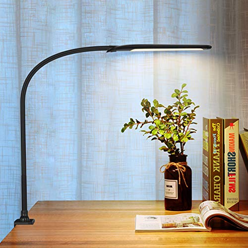 YOUKOYI Lampe de Bureau LED 9W Lampe de Table Architecte Flexible avec Pince 3 Modes de Couleur et Gradation en Continu Lampe de Travail Lampe de Lecture de Protection des Yeux, Noir - Image 7