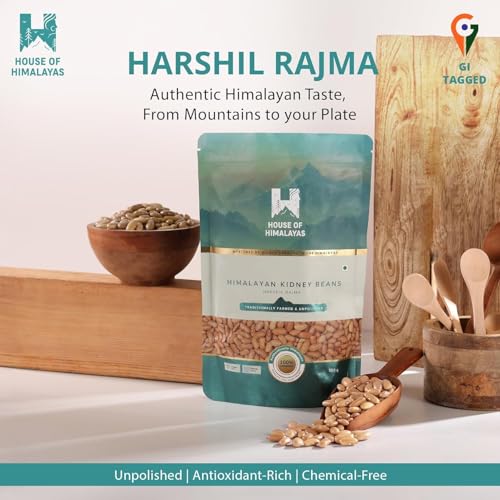 Image of House of Himalayas Harshil Rajma 1kg (500g x 2), Authentic Off-White Kidney Beans from Uttarakhand, Quick-Cooking, Creamy Texture, Unpolished, Natural and Chemical-Free