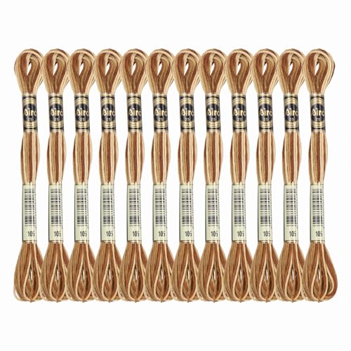 Image of PATIKIL 12 Skeins Embroidery Floss, Polyester Embroidery Threads Bracelets String for Cross-Stitch Hand Embroidery, Brown