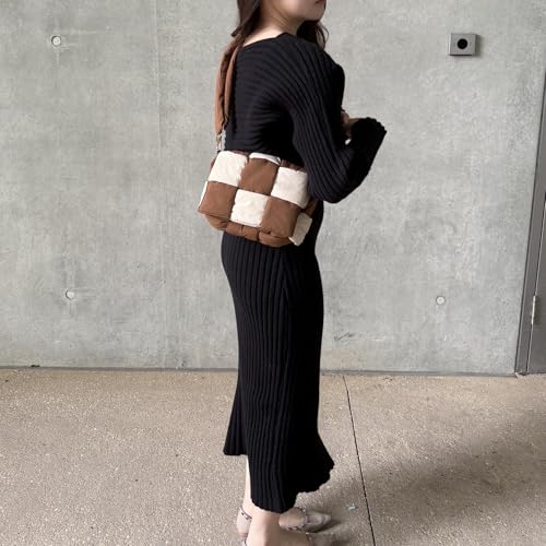 Image of Shoulder Bag Lightweight Puffer Tote Crossbody Bag Handwoven for Women | waterproof nylon, durable, soft padded texture, versatile for travel, work, weekend, everyday, adjustable strap