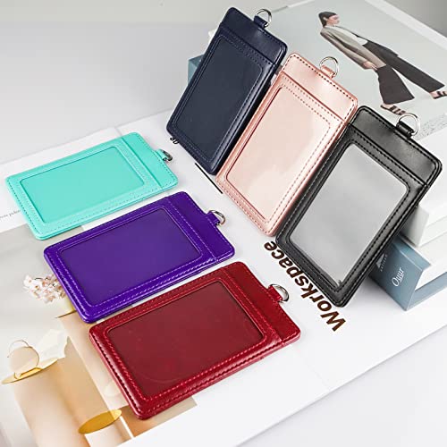 Teskyer Id Badge Holder With Retractable Lanyard, Easy Swipe Premium Pu Leather Id Card Holder With 2 Card Slots For Work Id, School Id, Metro Card And Access Card #TOP4