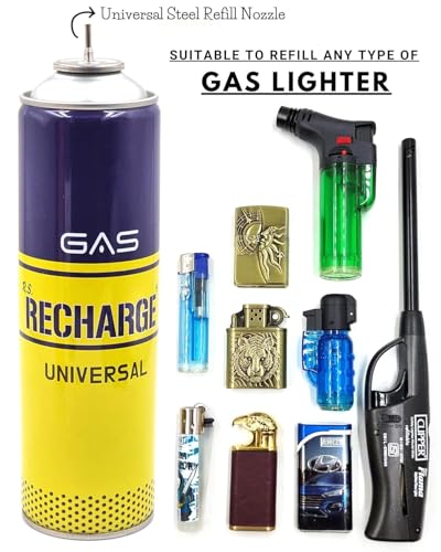 Image of Universal Lighter Gas Recharge Can with Steel Refill Nozzle Butane Gas Lighter Refill Bottle 550Ml Stainless Steel | Refillable Gas Canister | Portable Lighter Fuel Bottle | Durable Metal Construction
