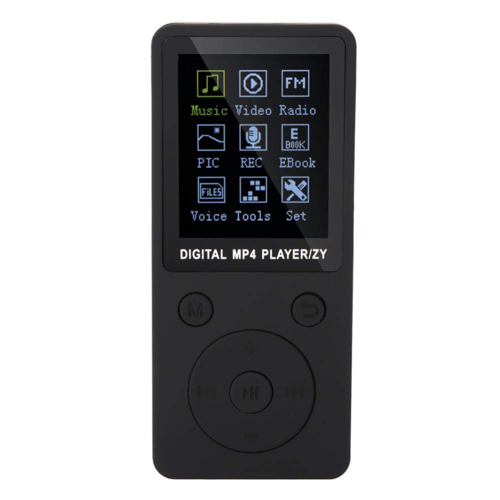 V MP4 Music Player Portable Long Standby Time Screen MP4 Music Player Support 32GB Card with Headphone Black