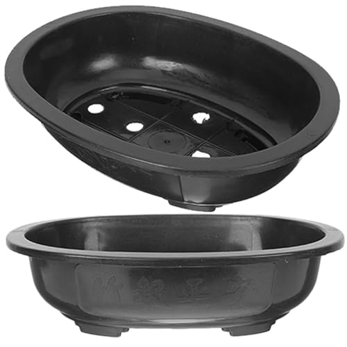 Angoily 2 Pcs Bonsai Training Pots 30.5 X 23 cm Large Bonsai Pot Oval Succulent Planter with Drainage Hole For Garden Balcony Office