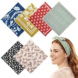 JATEBI 6 PCS Soft Cotton-Blend Bandana for Women and Men, 21.6 x 21.6 Inches Multi-Purpose Bandanas Headbands Square Head Scarf Handkerchief as Gifts