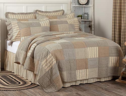 VHC Brands Sawyer Mill California King Quilt, 130x115, Charcoal Grey
