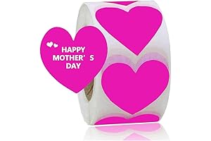 Mother's Day Heart Stickers - 2 Inch Pink Love Heart Shaped Decorative Labels