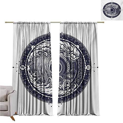 GUUVOR Compass Heat Insulation Curtain Sea Navigation with a Drawing of Tempest Inside