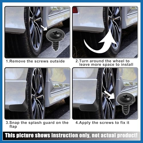 Image of Front and Rear Mud Flaps Splash Guards Fit for Toyota Corolla Sedan 1993-1997 - Pack of 4 Black Item Replacement
