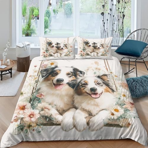 Parure de lit chien mignon microfibre king 220x240 cm