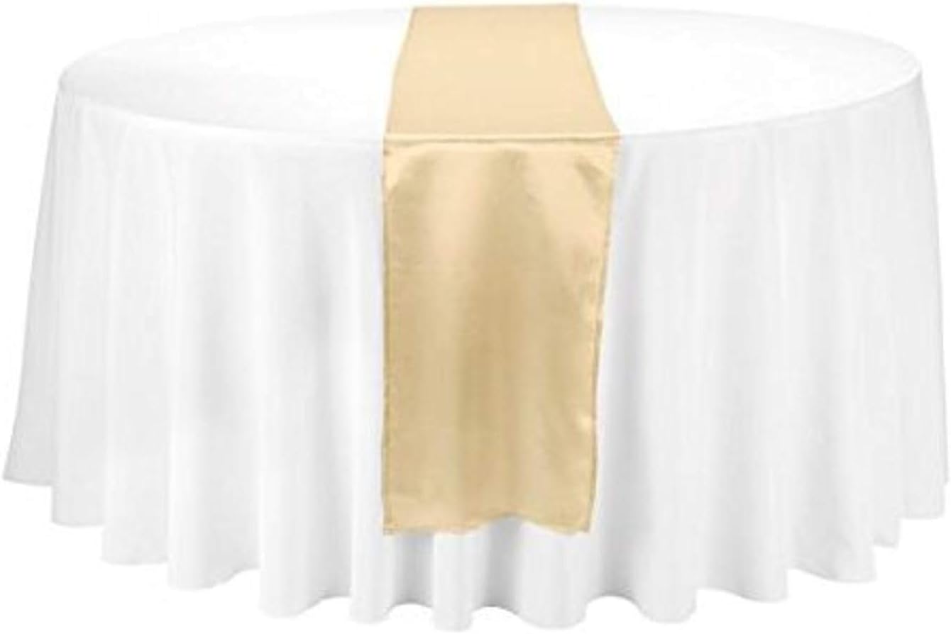 LinenTablecloth 14 x 108Inch Satin Table Runner Gold Home & Kitchen