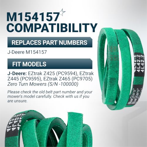 Image of [Upgraded Grip120] BlueStars M154157 Drive Belt | Aramid Cord | 1 /2 x 42.2 | Drive Belt for John Deere EZtrak Z425 Z445 Z465 Zero Turn Mowers - Traction Drive V-Belt Replacement