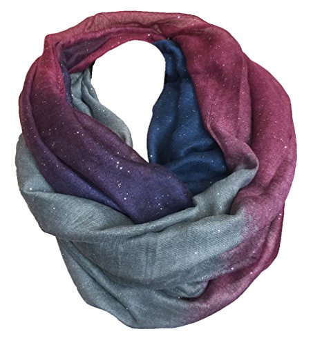 Preisvergleich Produktbild FASHION LOOP Design Farbverlauf Schal Schlauchschal Rundschal Style Glitzer (Violett Blau)