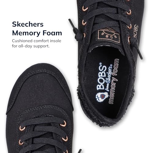 Skechers Women's Bobs B Cute Sneaker – Memory Foam, Flexible Outsole, Lightweight Vegan Shoes, Black, 9.5