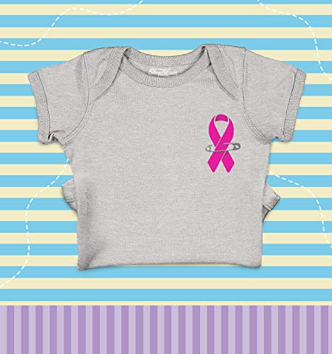 shop4ever® Pink Ribbon Pink Breast Cancer Awareness Baby Bodysuit Cotton Romper2
