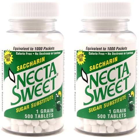 2 500-Tablet Bottles 1 Grain Necta Sweet Saccharin Tablets Cover