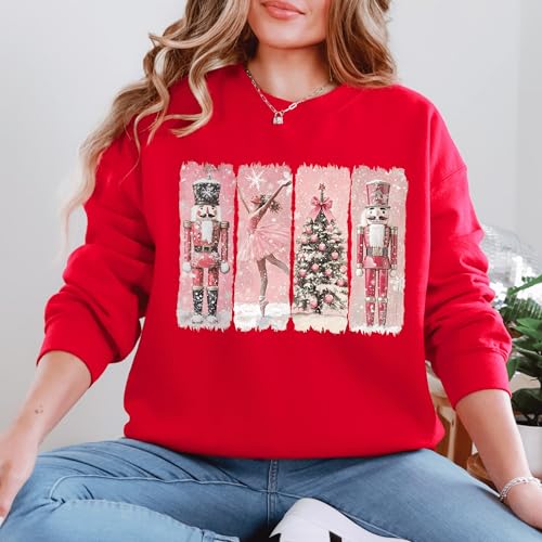 Christmas Nutcracker and Ballerina Sweatshirt, Merry Christmas Nutcracker Tee, Family Matching Christmas Pajamas, Cute Xmas Ballerina Sweater, Christmas Tree Hoodie, Christmas Party Crewneck2