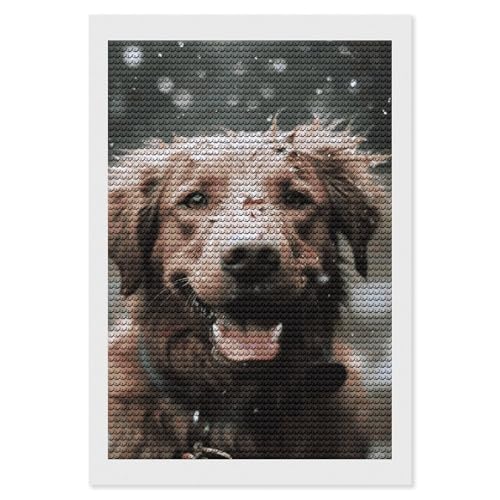 Peinture diamant 5D à offrir kit créatif adulte motif chien mignon