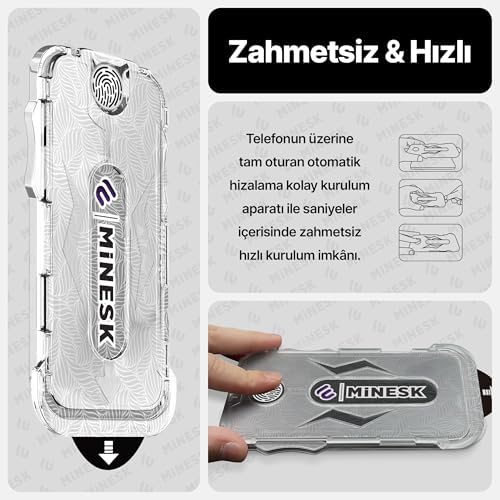 Minesk iphone 13 PRO MAX-14 PLUS için Privacy Hayalet Gizlilik filtreli Kolay Kurulum Ekran Koruyucu Toz Bırakmayan ve Kendiliğinden Yapışan Hizalama Kitli Temperli Cam (13 Pro Max-14 Plus) - Görsel 7