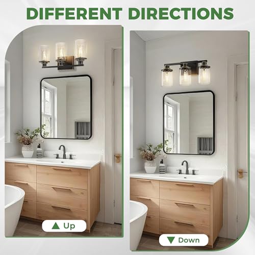 Image of DORESshop 20 Inch 3-Light Black with Gold Trim Bathroom Light Fixture