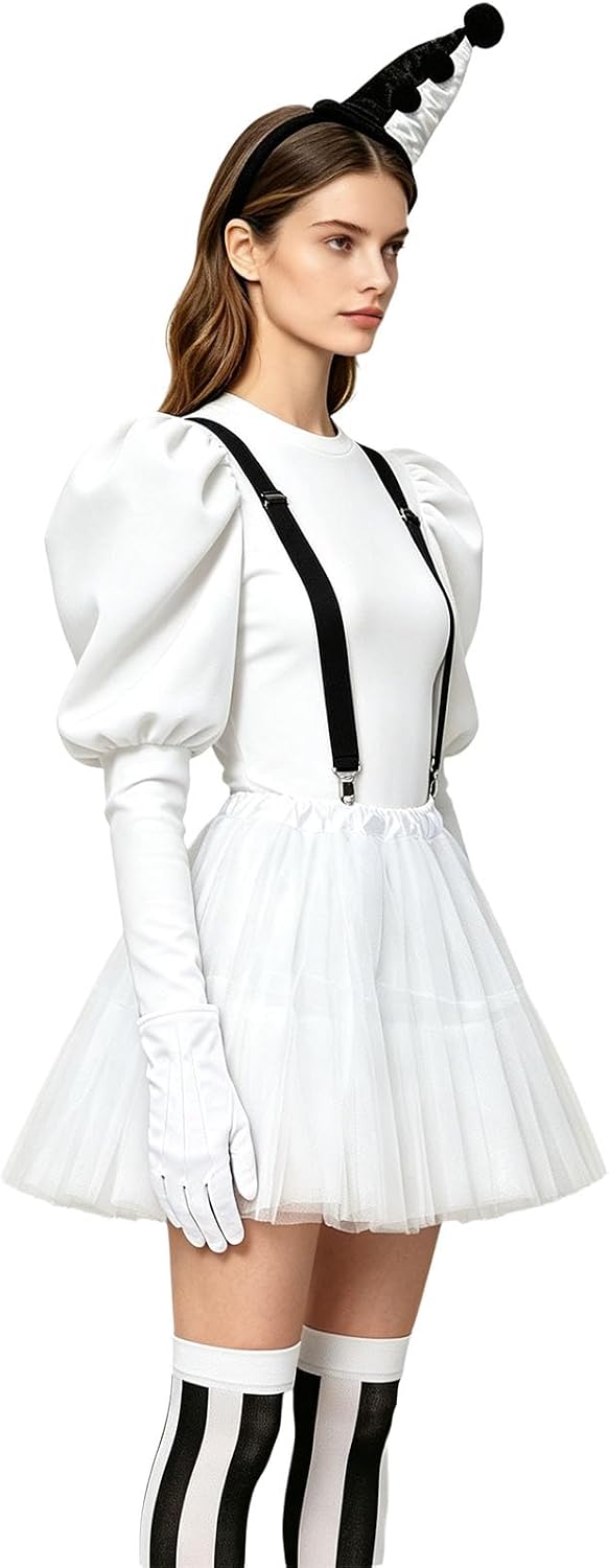 Oyolan Women Harlequin Scary Clown Outfit Collar Tutu Skirt image 2