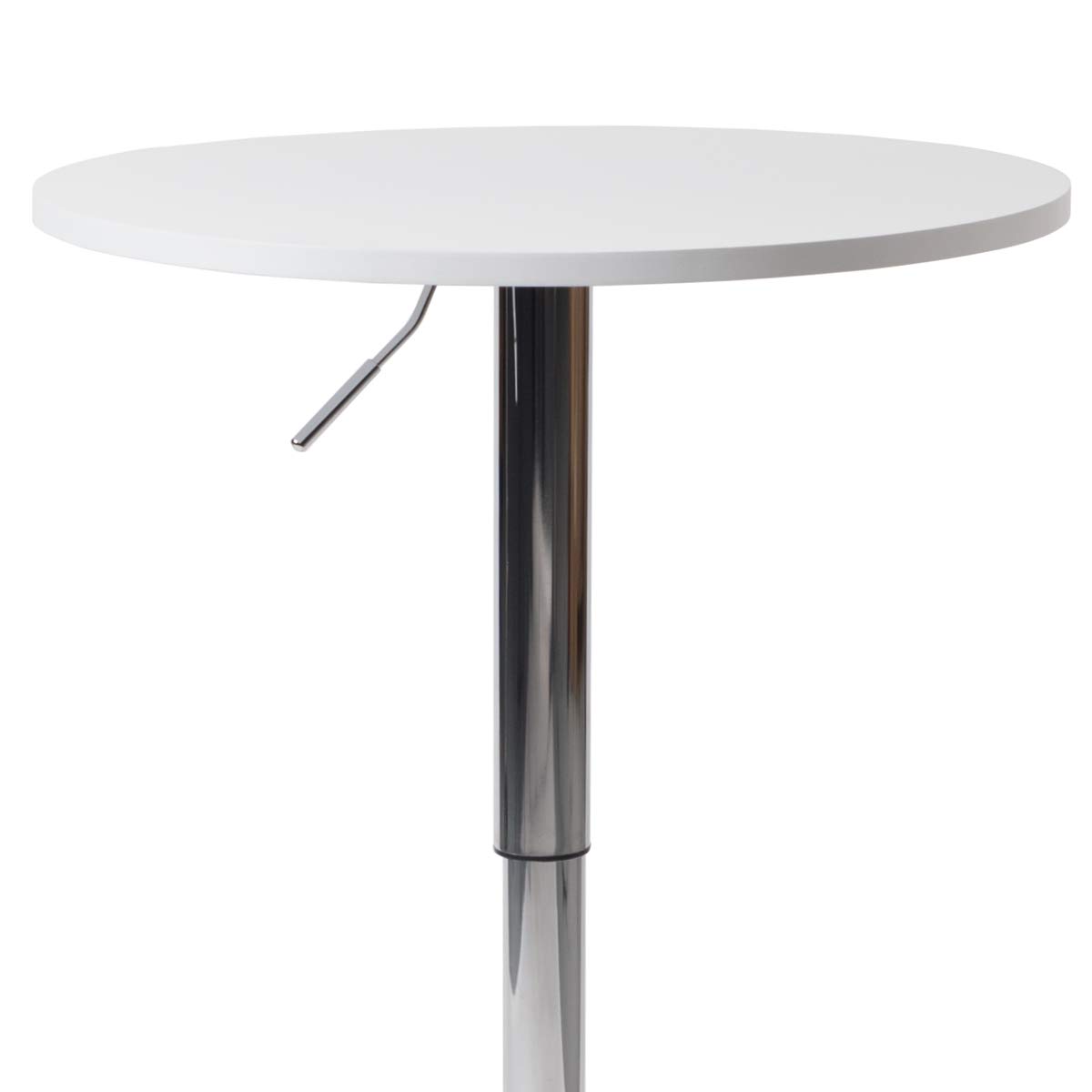 KAYELLES Table de Bar Ronde, Table de bistrot Design, Mange Debout, Hauteur réglable Pied Chrome, Ø60cm, pivotant SETI (Blanc)