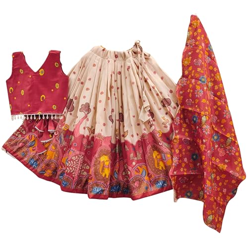Image of Girls Simar Soft Silk New Traditional Printed Readymade Lehenga Choli -Ethnic Wear Wedding Outfits (Suitable For Girls 2 To 8 Year)