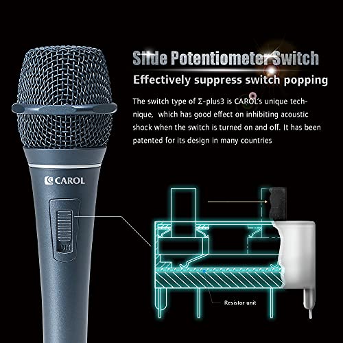 Carol Dynamic Microphone Vocal & Instrument Suitable For Classic Singer Performance, Also For Karaoke And Home Entertainment With Super Cardioid And Xlr Cable (Sigma) Σ-Plus 3 #TOP2