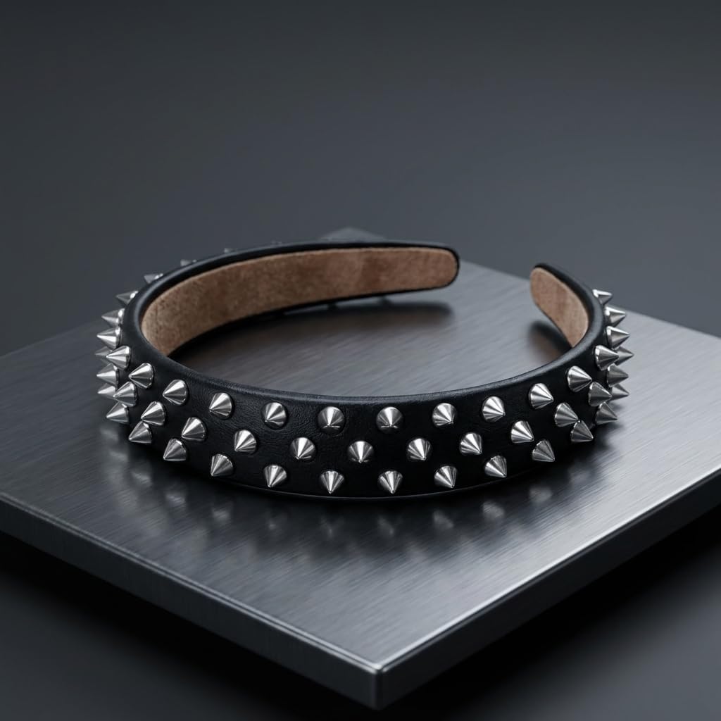 Spike Headband, Punk Studded Headbands, Spiky Headbands for Women Punk Rock Accessories for Halloween Cosplay image 3