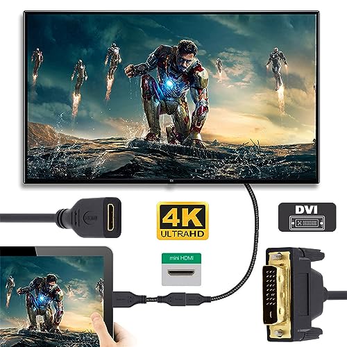 NFHK DVI 24+1 Male to Mini HDMI 1.4 Type-C 4K Female Extension Cable for Computer HDTV Graphics Card UHD, Black - Image 3