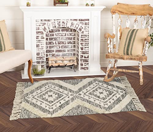 Ailsan Area Rug 2' X 4.3', Cotton Woven Diamond Rug Entryway Rug Machine Washable, Boho Chic Accent Rug Floor Cover Bathroom Mats For Bedside Bedroom Kitchen Entryway Farmhouse #TOP6