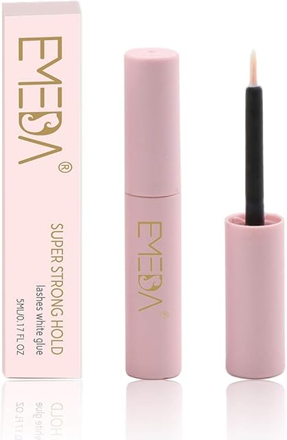 EMEDA Super Strong Hold False Eyelash Glue Professional Latex Free Eyelash Glue Waterproof Lash Glue Strip Eyelash Adhesive White Lashes Glue Suitable