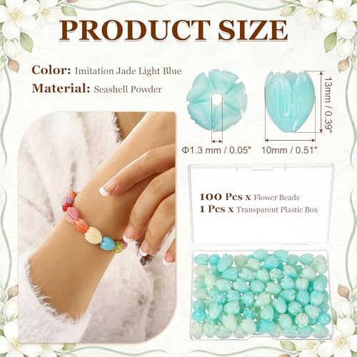 Perles fleurs corail PATIKIL bleu clair imitation jade 13x10mm pour accessoires DIY - 3