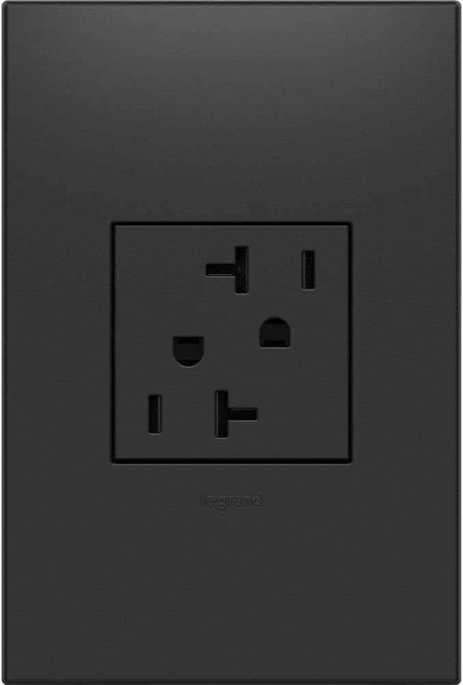 Legrand adorne ARTR202G4 Tamper-Resistant Outlet with Matching Wall Plate, 20A in Graphite Finish