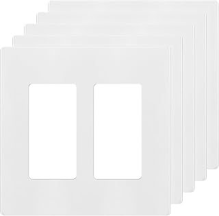 Screwless Wall Plates, Double Gang 2-Port, White, Polycarbonate, Standard Size, Screw-In
