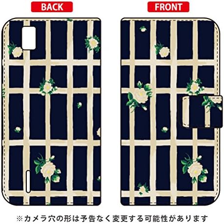 Second Skin Flip Smartphone Case Sindee Flower Grid (Navy) / for Stream X GL07S/EMOBILE EHWGL7-IJTC-401-LIZ4