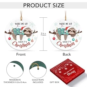 Wake Me Up Sloth Christmas Ornaments 2024 - Double Sided Ceramic Sloth Ornaments for Christmas Tree - Animal Christmas Ornament Holiday Decor Keepsake, Sloth Gifts for Women Friends Bestie Wake Me Up Sloth Christmas Ornaments 2024 Double Sided Ceramic Sloth Ornaments for Christmas Tree Animal Christmas Ornament Holiday Decor Keepsake Sloth Gifts for Women Friends Bestie