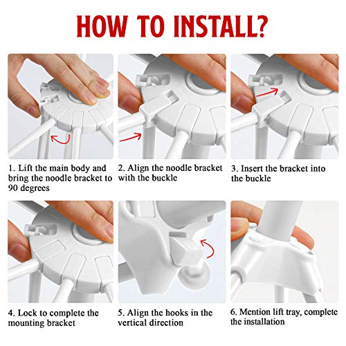 BUYGOO Pasta Drying Rack Noodle Stand with 10 Bar Handles Collapsible, Household Noodle Dryer Rack Hanging for Home Use, Spaghetti Drying Rack Noodle Stand for Making Fresh Pasta at Home