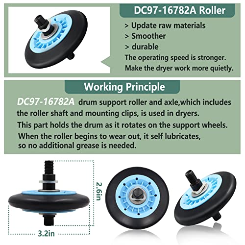 Upgraded Dryer Repair Kit Compatible With Samsung Dryer Includes Dc97-16782A Dryer Roller Dc93-00634A Idler Pulley 6602-001655 Dryer Belt, Figures 6 And 7 Are Fit Models #TOP2