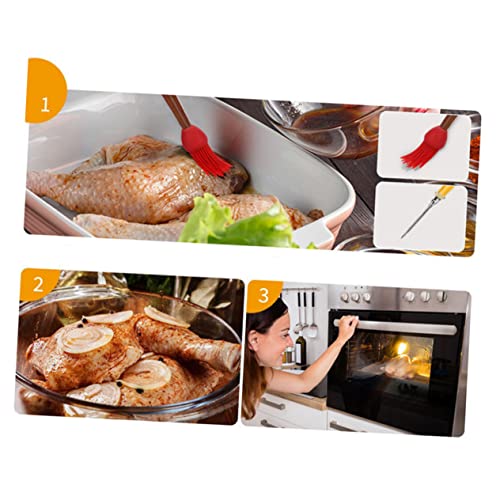 PAMINGONO 4pcs Silicone Turkey Baster Drip Oil Seasoning Tube Barbecue Tool for Cooking Brush Cleaning Brush